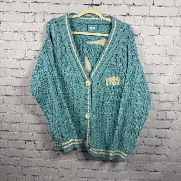 Taylor Swift Sweaters - Taylor Swift 1989 Cardigan Blue Seagull Chunky Knit Sweater